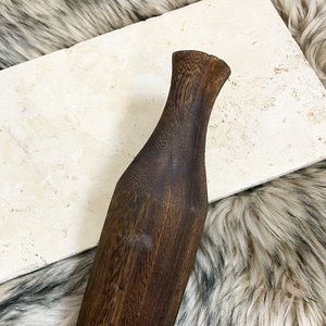 Charred Paulownia Wood Bottle Bud Vase Dark Brown Espresso Walnut Decor Natural